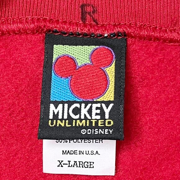 Vintage Disney Mickey Mouse Red Fleece Sweatshirt XL - Picture 7 of 8